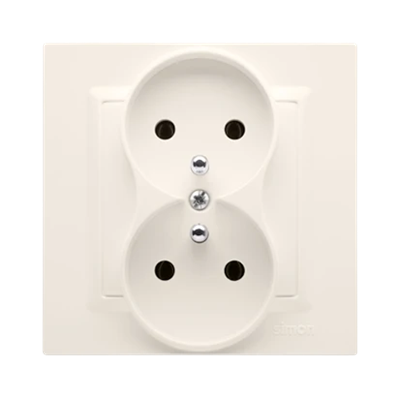 SIMON 10 Grounded double socket outlet MONOBLOCK (module) 16A 230V complete cream