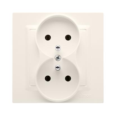 SIMON 10 Grounded double socket outlet MONOBLOCK (module) 16A 230V complete cream