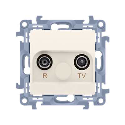 SIMON 10 Pass-through R-TV antenna socket, cream