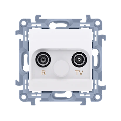 SIMON 10 Pass-through R-TV antenna socket, white