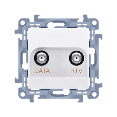 SIMON 10 Розетка антени кінцева RTV-DATA (модуль) 1x вхід 5÷1000 МГц, Вихід 2x "F" (DATA: 5÷1000 МГц) (RTV: 88÷1000 МГц), біла