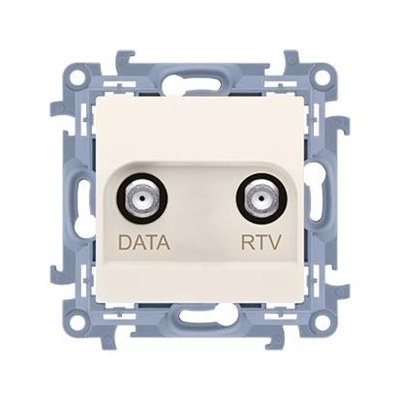 SIMON 10 Розетка антени кінцева RTV-DATA (модуль) 1x вхід 5÷1000 МГц, Вихід 2x "F" (DATA: 5÷1000 МГц) (RTV: 88÷1000 МГц), кремова