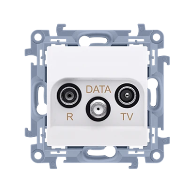 SIMON 10 Розетка антени R-TV-DATA біла