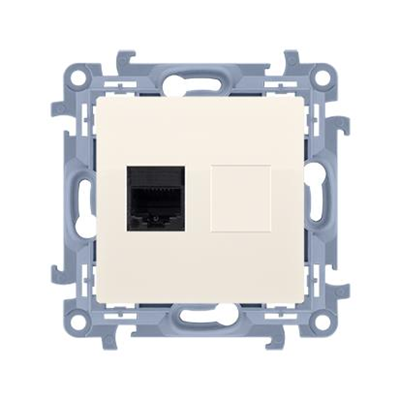 SIMON 10 Single shielded RJ45 computer socket, category 6 cream