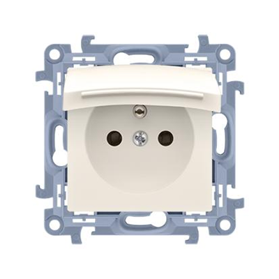 SIMON 10 Single socket outlet for IP44 version - with seal - transparent cover, cream, 16A