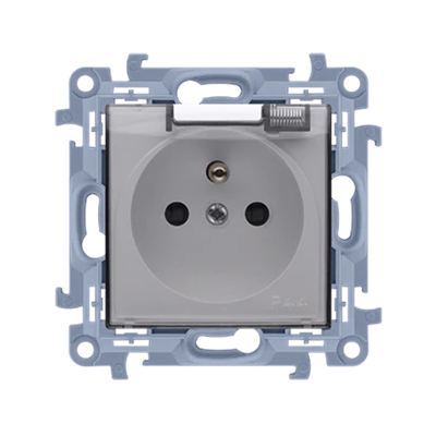 SIMON 10 Single socket outlet for IP44 version - with seal - transparent cover, white, 16A