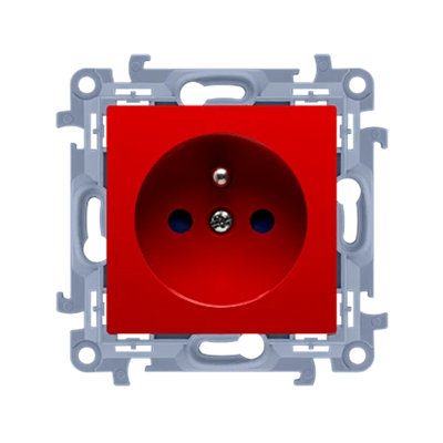 SIMON 10 Single socket-outlet with earthing and shutters for current paths (module) 16A 230V red