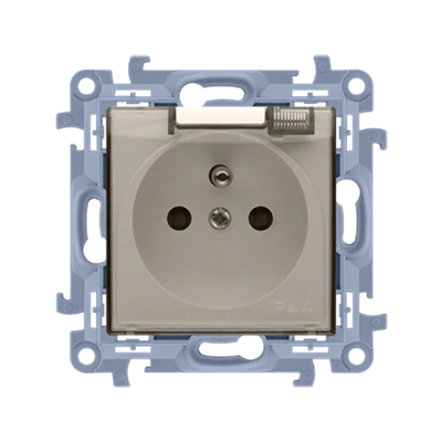 SIMON 10 Single socket-outlet with grounding IP44 with a seal and shutters for current paths (module) 16A 230V cream with a transparent flap