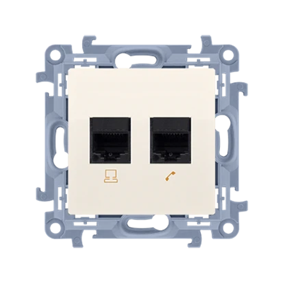 SIMON 10 Toma ordenador RJ45 categoría 6 + toma teléfono RJ11 crema