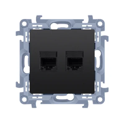 Simon 10 WC-52xxxxx-01-49xx Double prise RJ45 catégorie 5e pour ordinateur (module) ; noir