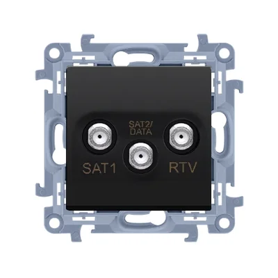 Simon 10 WC-ASK2Fxx-01-49xx Presa doppia per antenna satellitare SAT-SAT-RTV (modulo), 1 ingresso: 5 MHz-2,4 GHz; nero