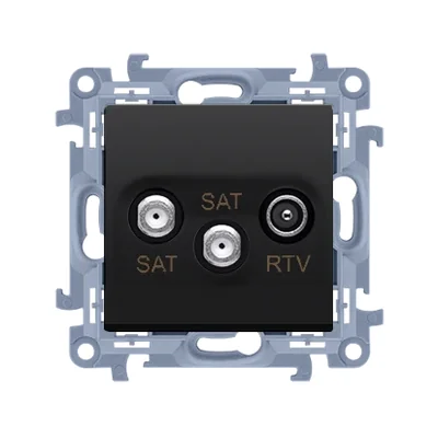 Simon 10 WC-ASK2xxx-01-49xx Double prise d'antenne satellite SAT-SAT-RTV (module), 1 entrée : 5 MHz-2,4 GHz ; noir