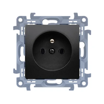 Simon 10 WC-GZ1CXXXX-01-49X Single socket with grounding (module) 16A, 250V~, quick connectors; black