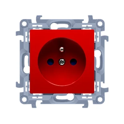 Simon 10 WC-GZ1CZxxx-01-22x Single grounded socket with current path shutters (module) 16A, 250V~, quick connectors. Red color