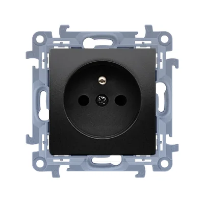 Simon 10 WC-GZ1CZXXX-01-49X Single socket with grounding and current circuit shutters (module) 16A, 250V~, quick connectors; black