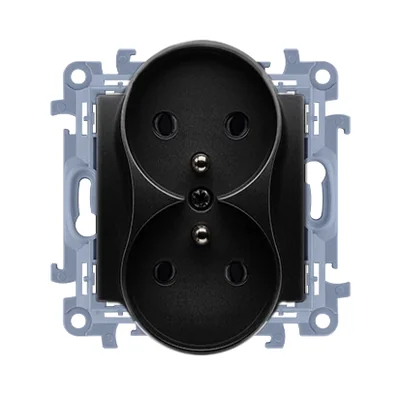 Simon 10 WC-GZ2Mxxx-01-49xx Double socket with grounding (module) 16A, 250V~, screw terminals; black
