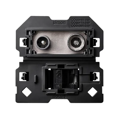 Simon 100 W100-10000470x-039 R/TV-SAT antenna socket, terminal + computer socket RJ45 cat.6 (mechanism, without mounting frame), screw terminals