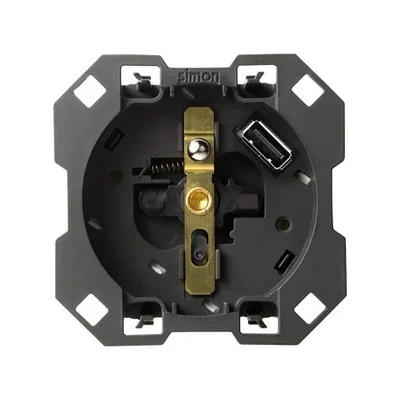 Simon 100 W100-10001458x-039 Socket with grounding and integrated charger 1xUSB SmartCharge 2.1A, 5V D/C (mechanism, without mounting frame), 16A, 250V~, screw terminals While stocks last