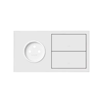 Simon 100 W100-10020221x-230 Panel 2-krotny: 1 gniazdo + 1 klawisz + 1 zaślepka; biały mat