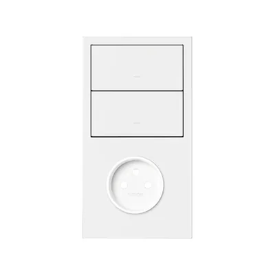 Simon 100 W100-10020222x-230 2-gang panel: 1 socket + 2 keys; matt white