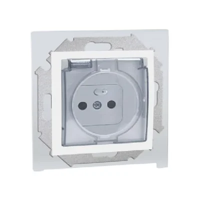 SIMON 15 Presa a spina con messa a terra, versione IP44, senza guarnizione, con otturatori (modulo) 16A 230V bianco