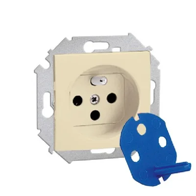 SIMON 15 Toma DATOS con llave de autorización 16A 230V beige bornes de tornillo