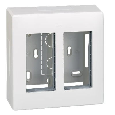 SIMON 500 2-Modul-Aufputzgehäuse 4xK45 komplett reinweiß