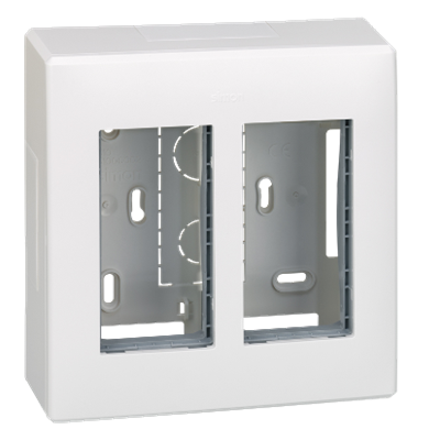 SIMON 500 2-module surface-mounted housing 4xK45 completely pure white