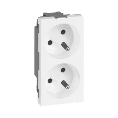 SIMON 500 Base de enchufe doble con clavija de tierra 16A, 250V, conectores rápidos/bornes de tornillo, blanco puro