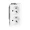 SIMON 500 Base de enchufe doble con clavija de tierra 16A, 250V, conectores rápidos/bornes de tornillo, blanco puro