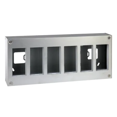 SIMON 500 Caja de superficie 6 módulos 12xK45 acero inoxidable