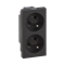 SIMON 500 Double socket with earthing 2x230V 16A without signaling quick connector gray graphite