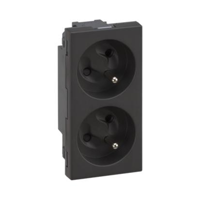 SIMON 500 Double socket with earthing 2x230V 16A without signaling quick connector gray graphite