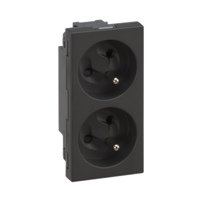 SIMON 500 Double socket with earthing 2x230V 16A without signaling quick connector gray graphite