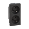 SIMON 500 Double socket with grounding pin 16A, 250V, quick connectors/screw terminals, graphite gray