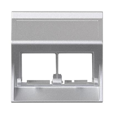 SIMON 500 ICT-Plakette 2xRJ ohne Abschirmungen diagonal für MD-Adapter aus Aluminium