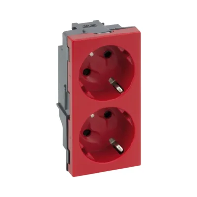 SIMON 500 SCHUKO dvojzásuvka 16A 250V rychlospojky/šroub.svorky červená