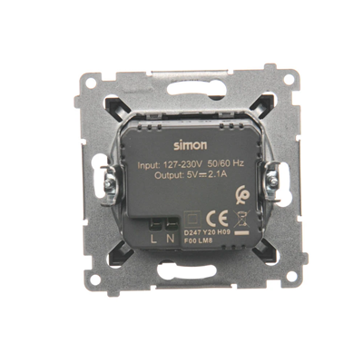 SIMON 54 2xUSB charger (module) 2.1A 5V DC 230V brown matt