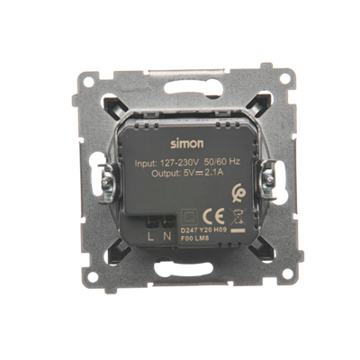 SIMON 54 2xUSB Зарядний пристрій (модуль) 2.1A 5V DC 230V антрацит