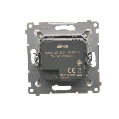 SIMON 54 2xUSB Зарядний пристрій (модуль) 2.1A 5V DC 230V золото мат