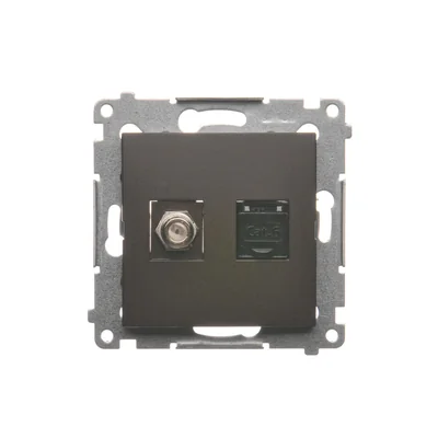 SIMON 54 Antenna socket type "F" + computer RJ45 category 6 bronze matt metallized