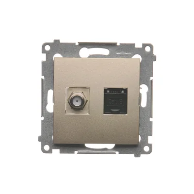 SIMON 54 Antenna socket type "F" + computer RJ45 category 6 gold metallic matt