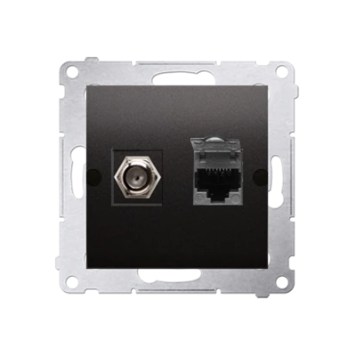 SIMON 54 Antennenbuchse Typ „F“ + RJ45 Kategorie 6 (Modul) Anthrazit