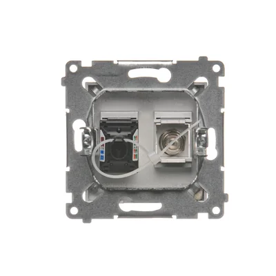 SIMON 54 Antennendose Typ „F“ + RJ45 Kategorie 6 (Modul) silber matt