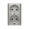 SIMON 54 Aufputz-Doppelsteckdose mit Rollläden 16A 230V Schraubklemmen silber matt