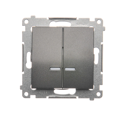 SIMON 54 Candlestick switch with LED backlight for IP44 version (module) 10AX 250V metallised anthracite quick connectors