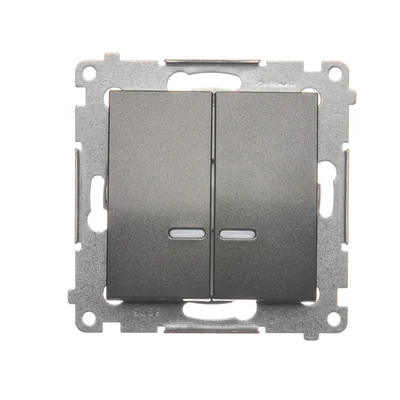 SIMON 54 Candlestick switch with LED backlight for IP44 version (module) 10AX 250V metallised anthracite quick connectors