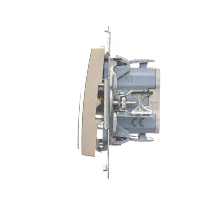 SIMON 54 Candlestick switch with LED backlight for IP44 version (module) 10AX 250V quick connectors golden matt metallized