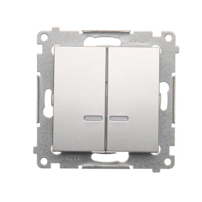 SIMON 54 Candlestick switch with LED backlight for IP44 version (module) 10AX 250V quick connectors silver matt metallized