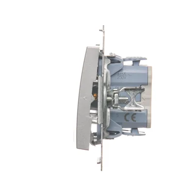 SIMON 54 Candlestick switch with LED backlight for IP44 version (module) 10AX 250V quick connectors silver matt metallized